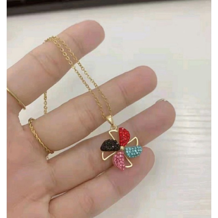 kalung titanium / kalung bunga kipas antikarat antialergi