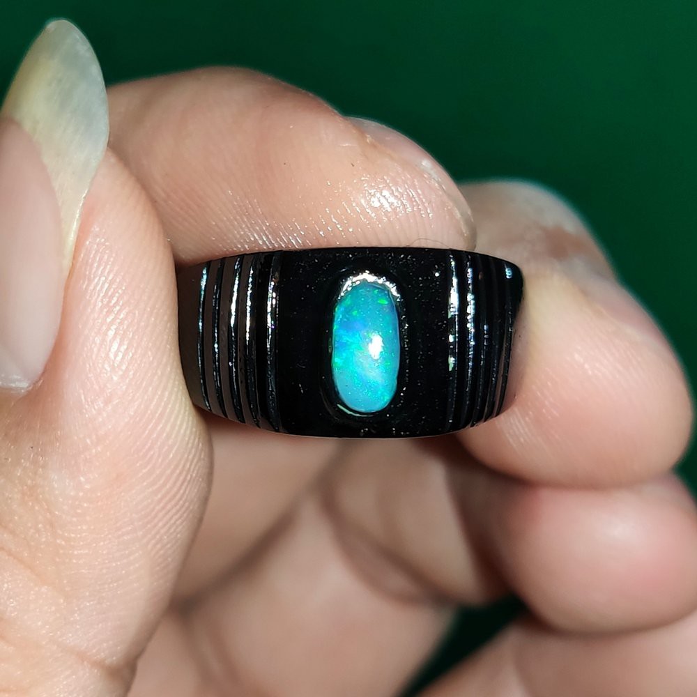 CINCIN BATU AKIK PERMATA NATURAL KALIMAYA BANTEN KRISTAL SUSU OPAL RING TANDUK