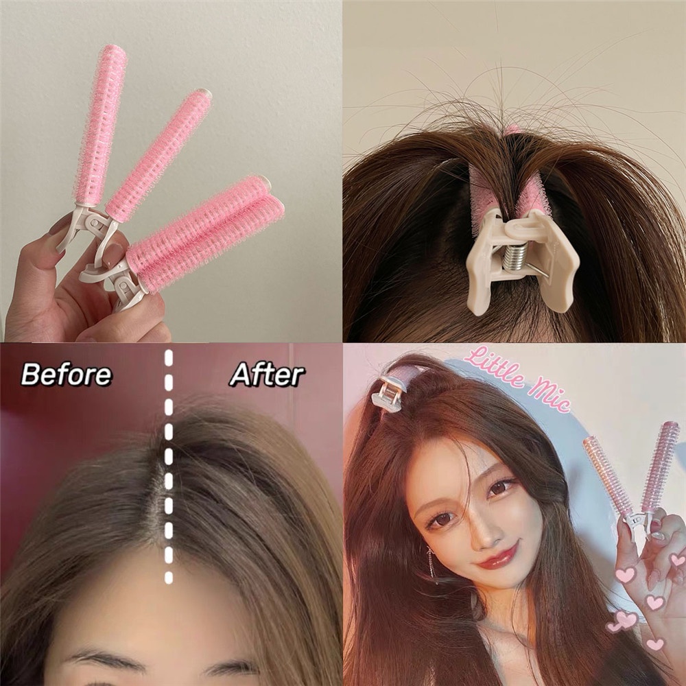 2pcs Tube Extension Poni Rambut Keriting Warna Pink Dengan Perekat