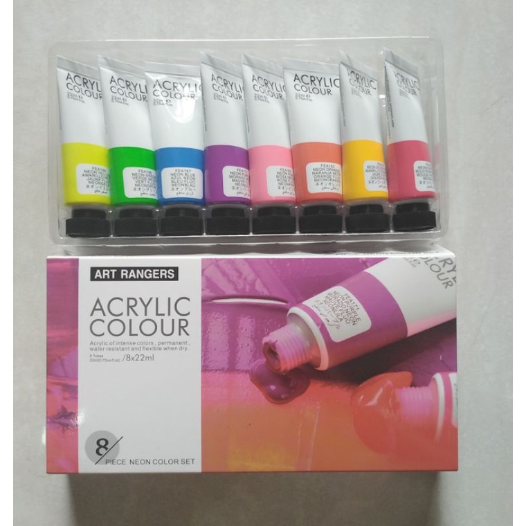 Cat acrylic art rangers glitter/metalic/pastel 8 warna @22 ml