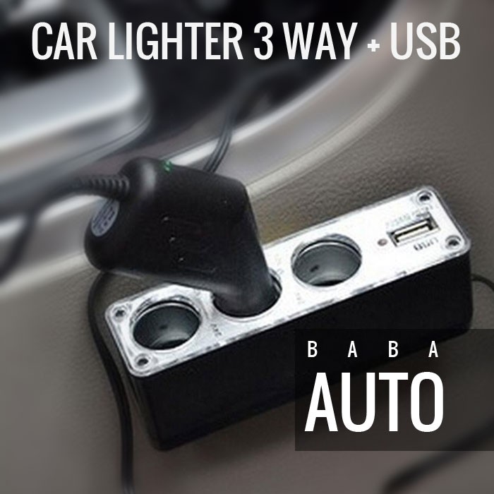 Car Lighter Splitter 3 Way Plus USB / Car Charger / USB Charger