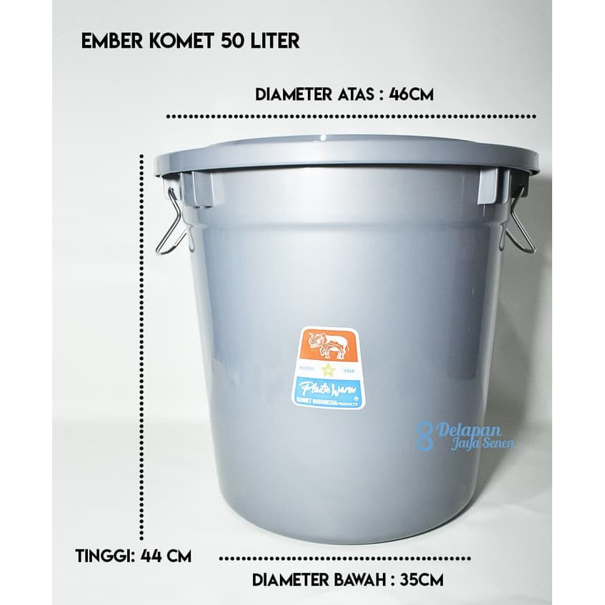 "Ember 50 Liter| Ember Plastik Tutup dengan Handle (GOJEK/ GRAB)"