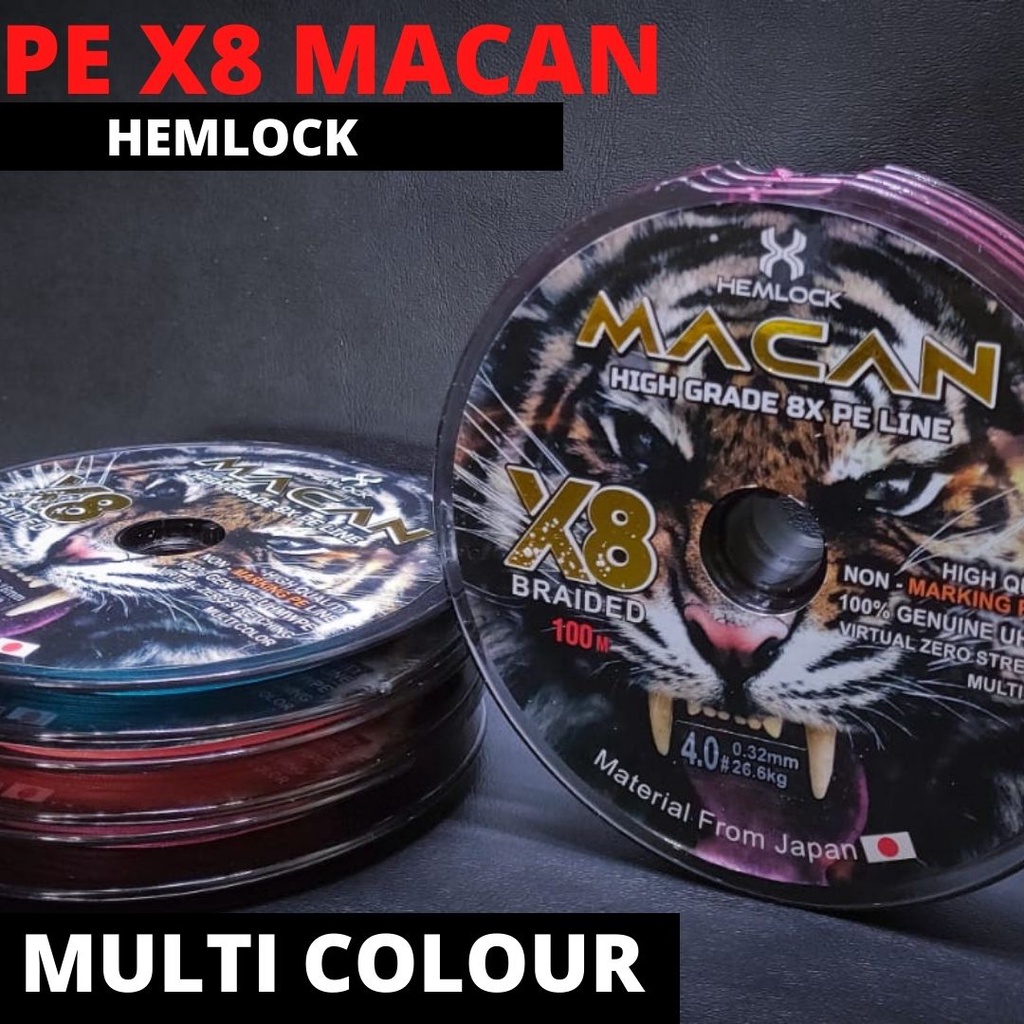 SENAR PANCING PE X8 MACAN ORIGINAL HEMLOCK MULTI COLOUR