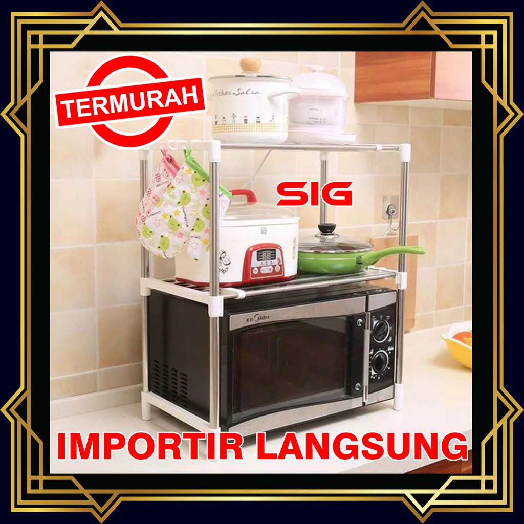 Rak Microwave Storage 2 Susun - Rak Dapur Multifungsi