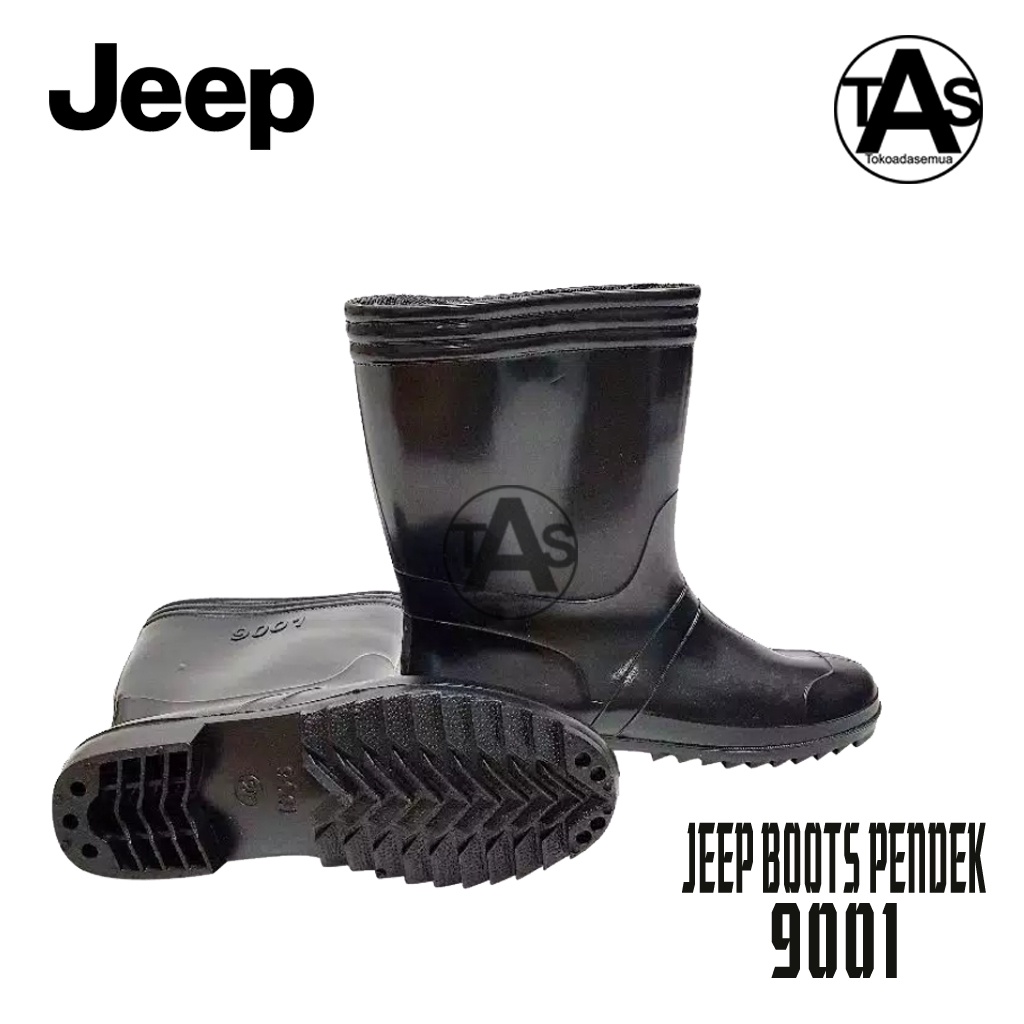 Sepatu boot bot Jeep pria wanita pendek hitam proyek karet anti air