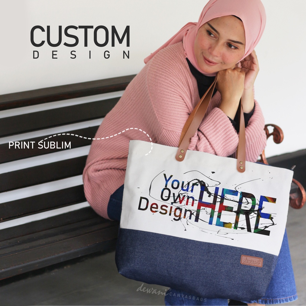 TOTEBAG CUSTOM Print Sublim Tas CANVAS JEANS