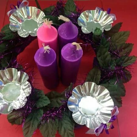 lingkaran adven advent wreath 30 cm daun kertas - plastik