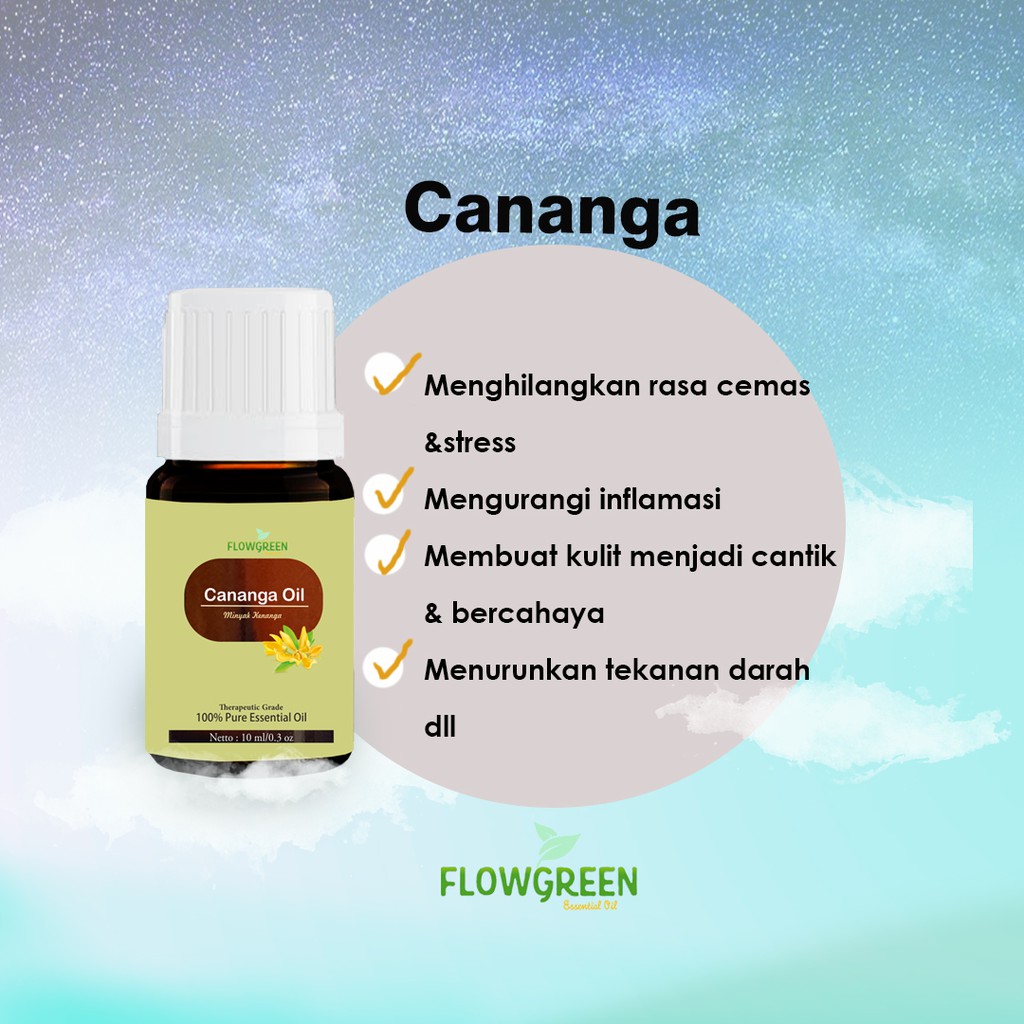 Flowgreen Cananga Essential Oil Pure Minyak Essensial Atsiri Aroma Terapi Esensial Diffuser Difuser