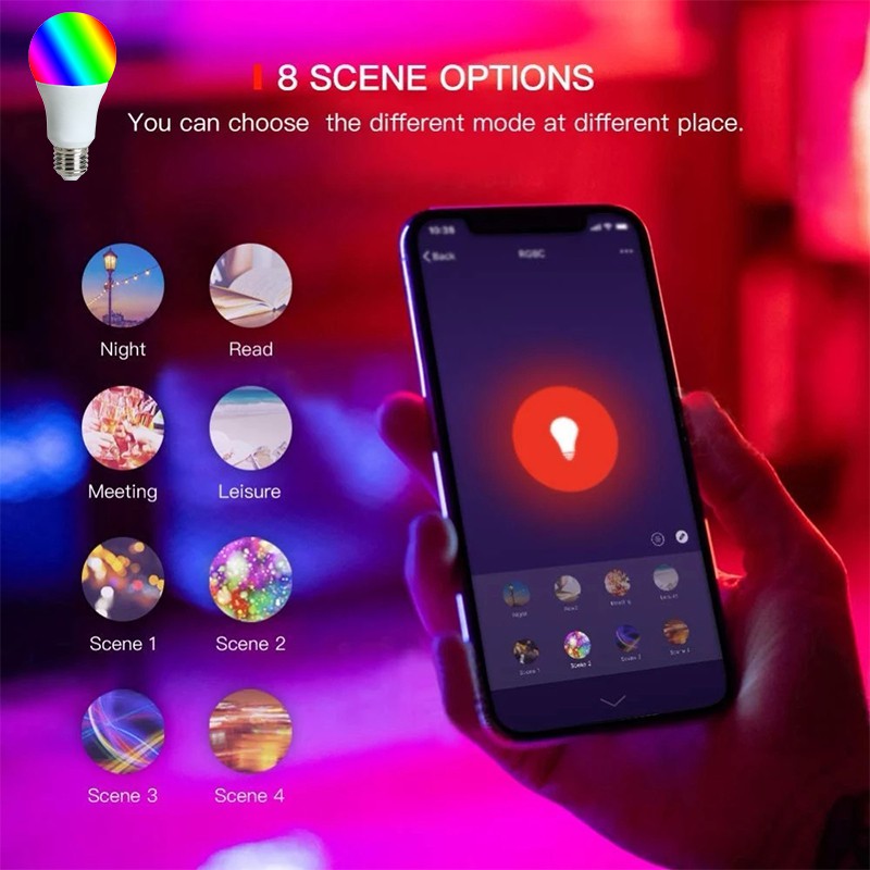 Lampu Smart Bluetooth LED Bohlam Bulb Fitting E27 9W RGB Smart Home