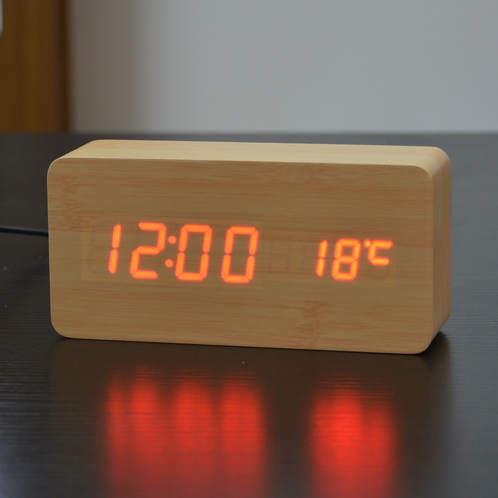 (100% BARANG ORI) Jam Alarm LED Wood