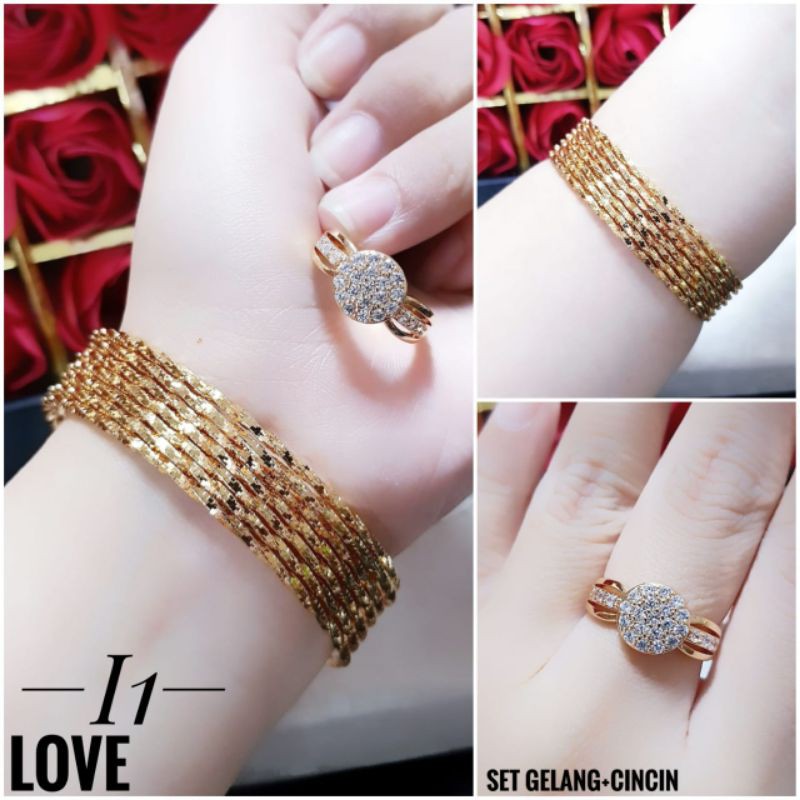 Xuping Gelang Dan Cincin Lapis emas 24k 3014n