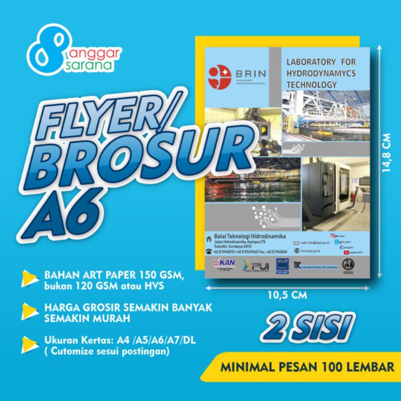 

Brosur/Flyer Custom Bahan Art Paper 150 gsm 2 sisi ukuran A6 MIN 100 lembar