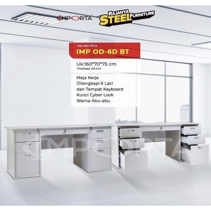 MEJA KANTOR PLAT BESI 1/2 & 1 BIRO