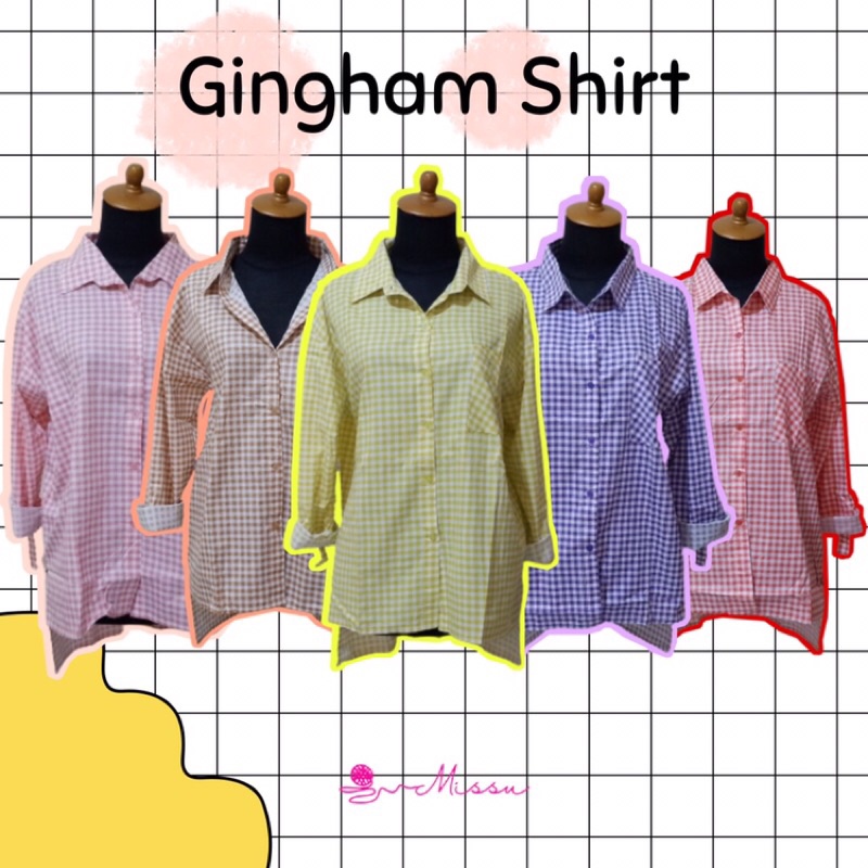 Gingham Shirt Kemeja Wanita Motif Gingham