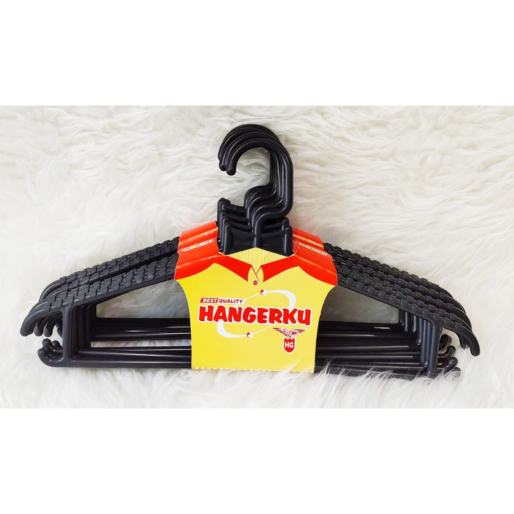 Hanger Laundry Plastik isi 12 pc Gantungan  Baju  Hitam  