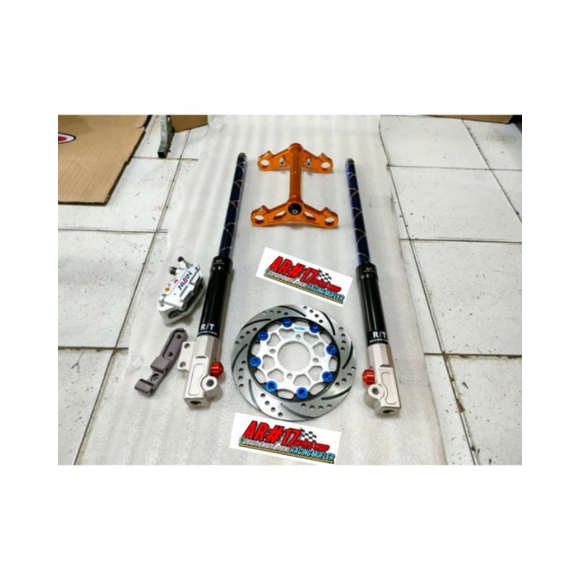 Paket murah shock depan as 26 blue xx battom Rt stage disck kaliper plus segitiga Aitech