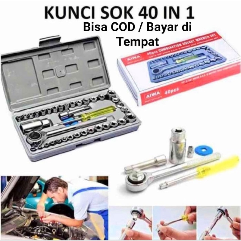 Promo bisa cod KUNCI SOK 40 in 1 - kunci sock kunci serbaguna - kunci set