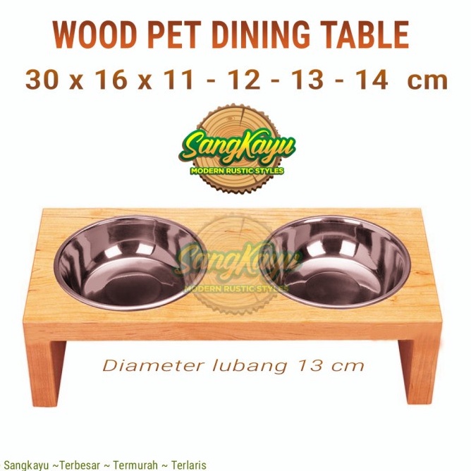 Tempat makanan kucing tempat makan anjing kayu wood Pet Dining Table 5