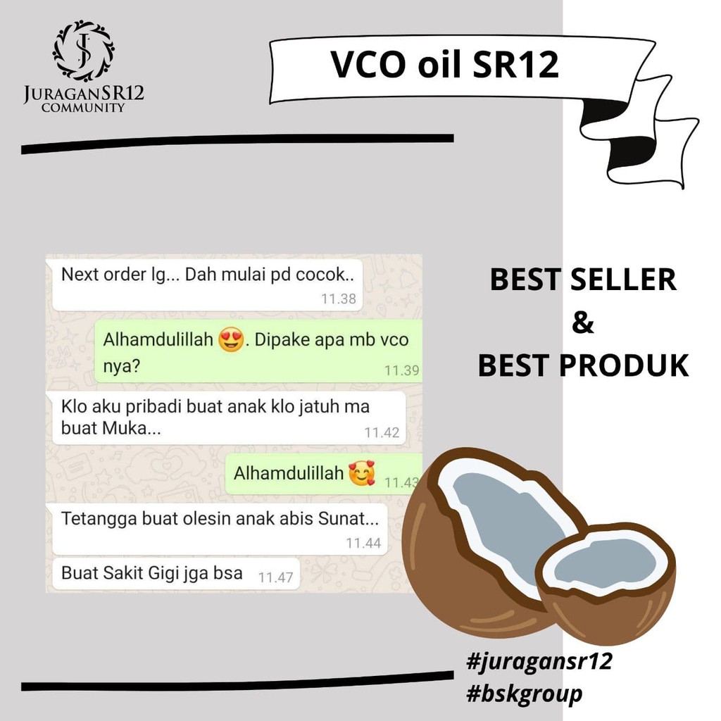 Vco SR12 - Vco Virgin Coconut Oil - Minyak Kelapa Murni - Isi 100ml