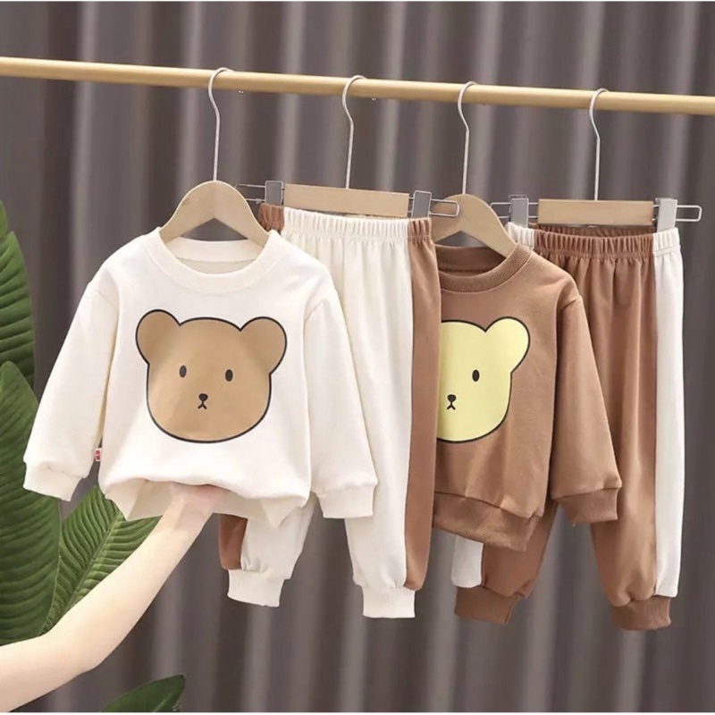 SETELAN SWEATER ANAK PEREMPUAN/SETELAN BABYTERRY BERUANG 1-5 TAHUN