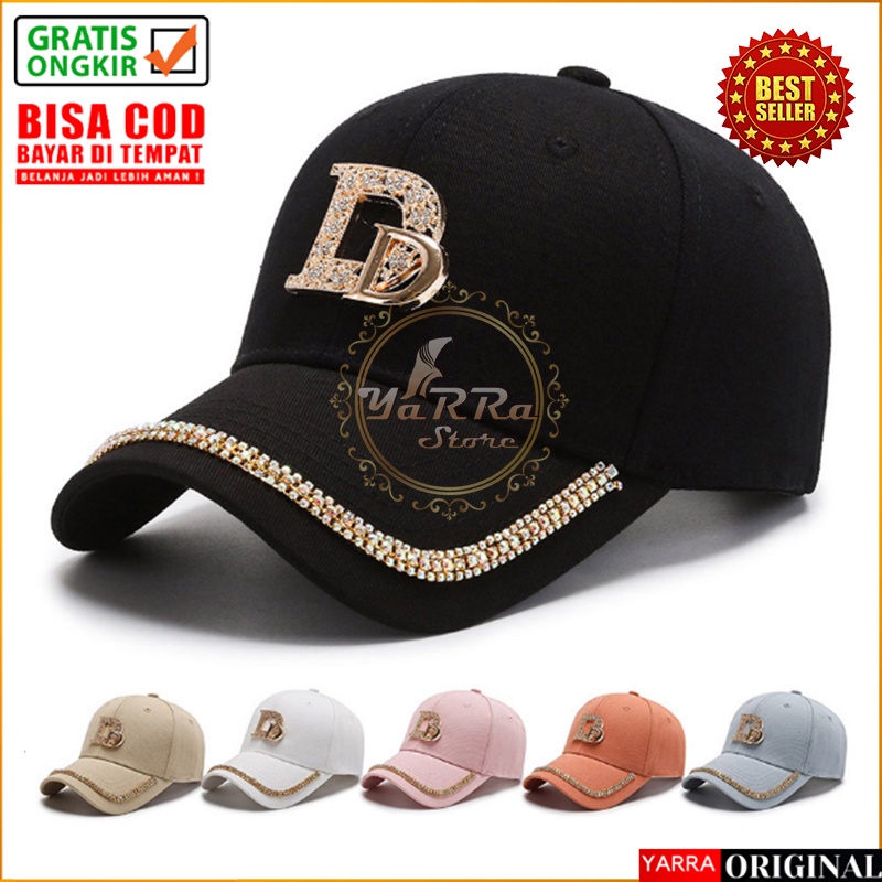 Topi Baseball Pria Wanita Double D Manik Kristal Casual Cap Sporty Bahan tebal kualitas Distro TWA
