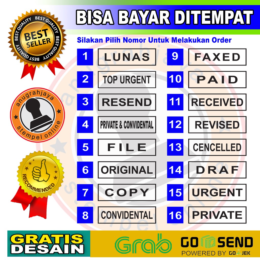 

Stempel Paid|Copy|Urgent|Cencelled|Stempel Warna