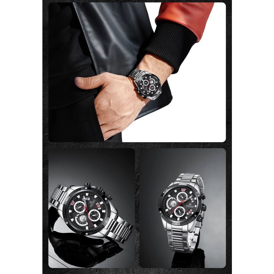 NAVIFORCE NF-8021M/JAM TANGAN COWOK RANTAI NAVIFORCE NF-8021M CHRONOGRAPH STAINLESS STEEL/NF-8021M/