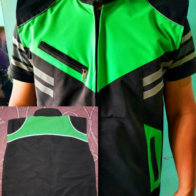 Rompi ojol polos turing hijau hitam