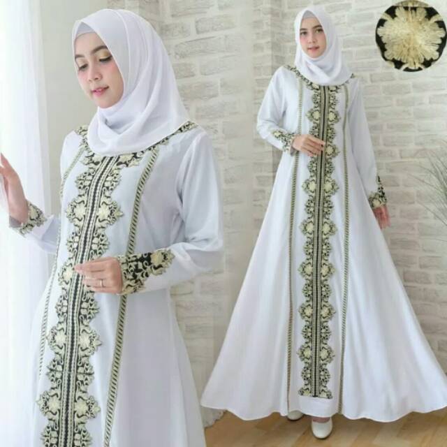 Baju Muslimah Gamis Maxi Cantik Elegant Bordir Mewah Lebaran