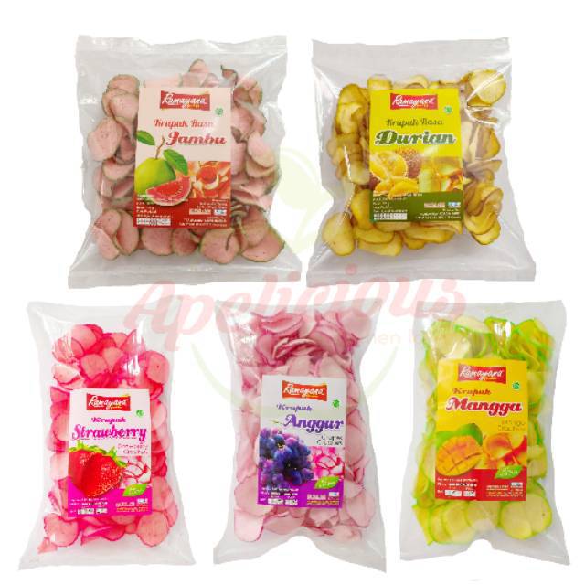 

APELICIOUS Kerupuk Buah Apel, Anggur, durian, strawberry, buah naga keripik khas Malang Murah