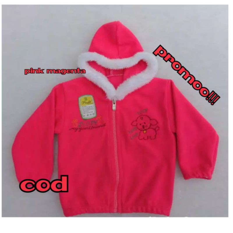 Jaket bayi lembut tebal bulu-Halus pink magenta