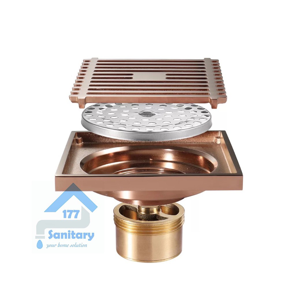 Saringan Got air KUNINGAN tebal Minimalis ROSE GOLD 667RG -Floor Drain brass anti bau antik unik /H1