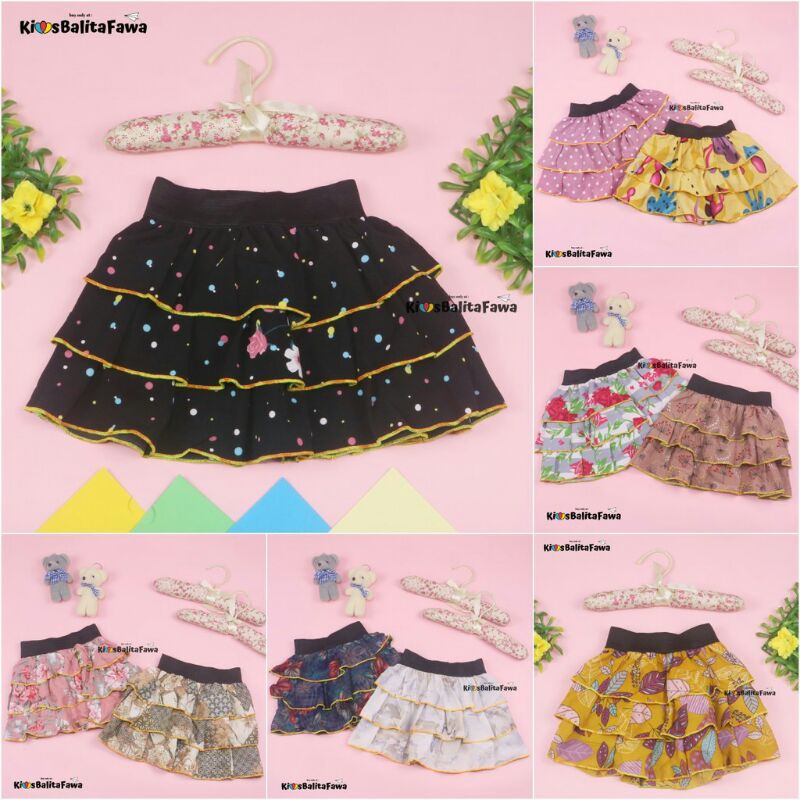 Rok Tumpuk Motif Anak Perempuan Cewek 5 6 7 tahun lucu cantik