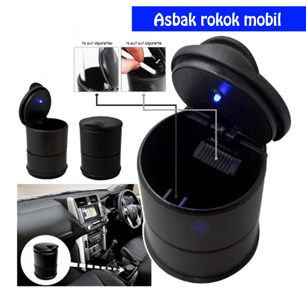 Car Ashtray Cup/Asbak Mobil Tempat Abu Rokok Lampu Led