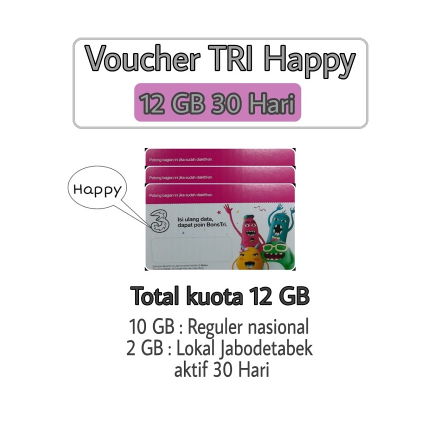 Voucher Data Tri Happy 12 GB