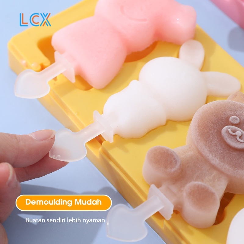 LCX Cetakan Ice Cream Silikon / Ice Cream Mold Es Loli DIY Lucu Unik Bunga Tray Cetakan Es Batu Ice VS-99