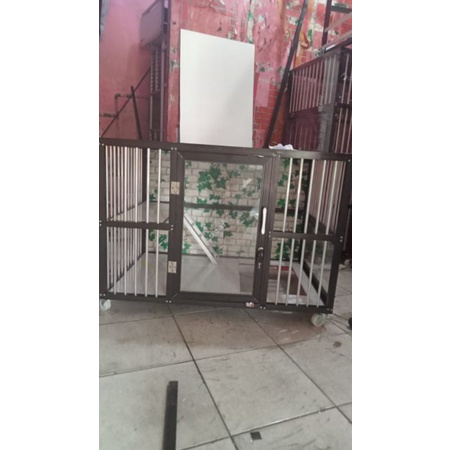 Kandang kucing alumunium 1 kamar plus pintu samping