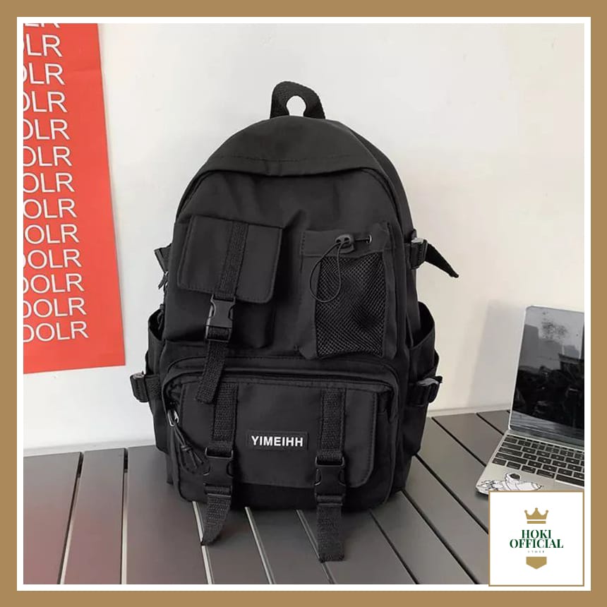 [COD] Tas Ransel Wanita Warna Hitam Tas Sekolah Pria Wanita Ada Slot Laptop Kapasitas Besar Backpack Korea Stylish HokiOfficial