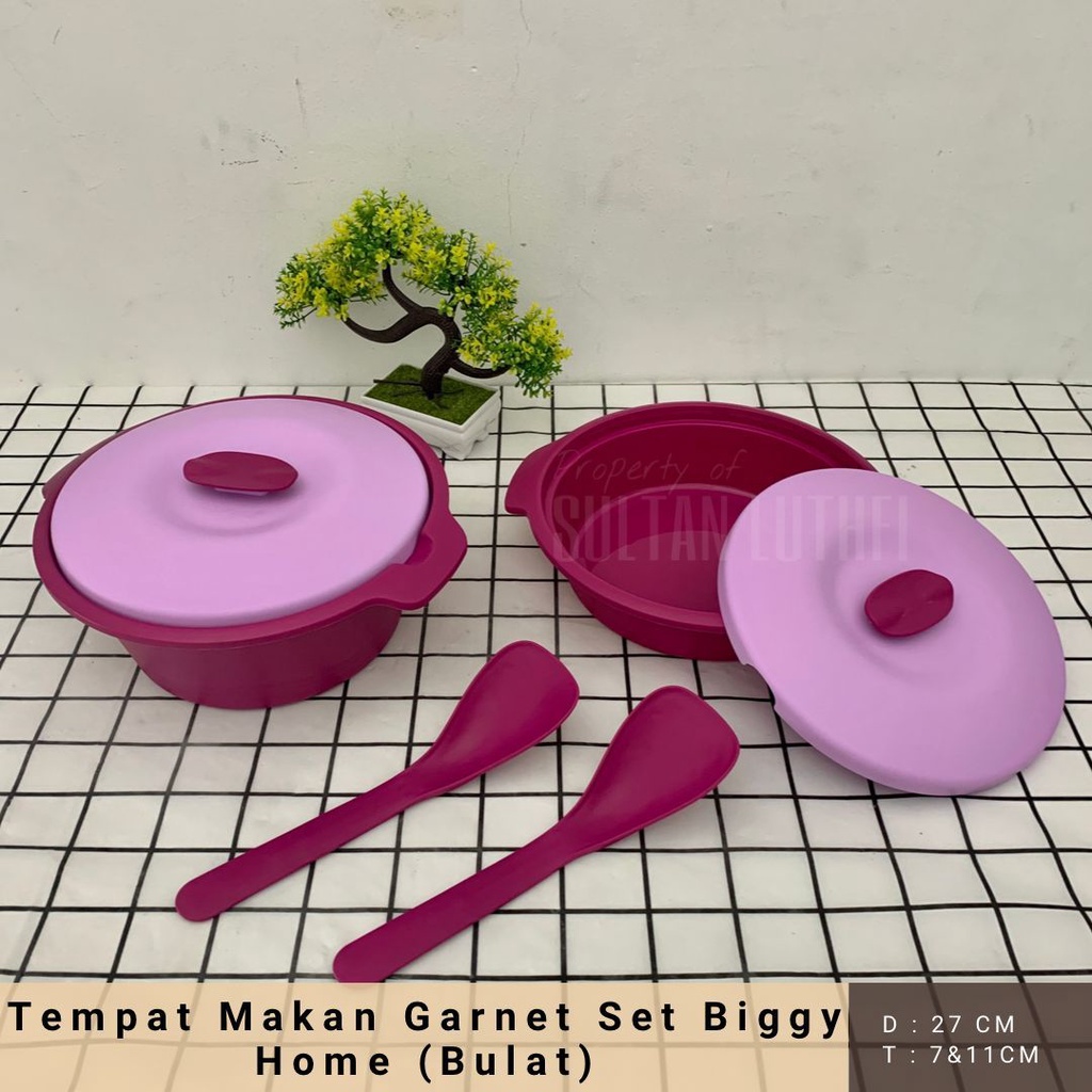 [Alx] Tempat Makanan Garnet Set Biggy Home (Bulat)