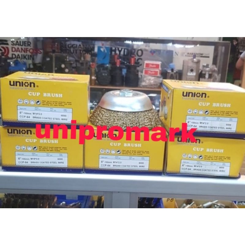 SIKAT MANGKOK/CUP BRUSH CCP-64 KAWAT KUNINGAN COATED M14x2.0 150MM-6 IN UNION