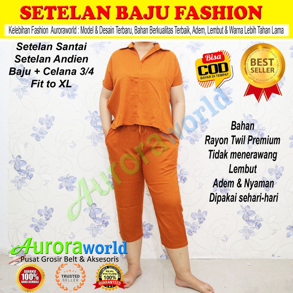 AURORAWORLD SET  Setelan Baju &amp; Celana Santai Fashion model terbaru bisa COD