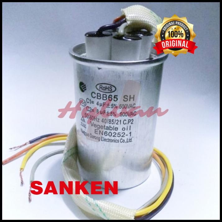 Kapasitor Mesin Cuci 4Uf + 8Uf Sanken Original