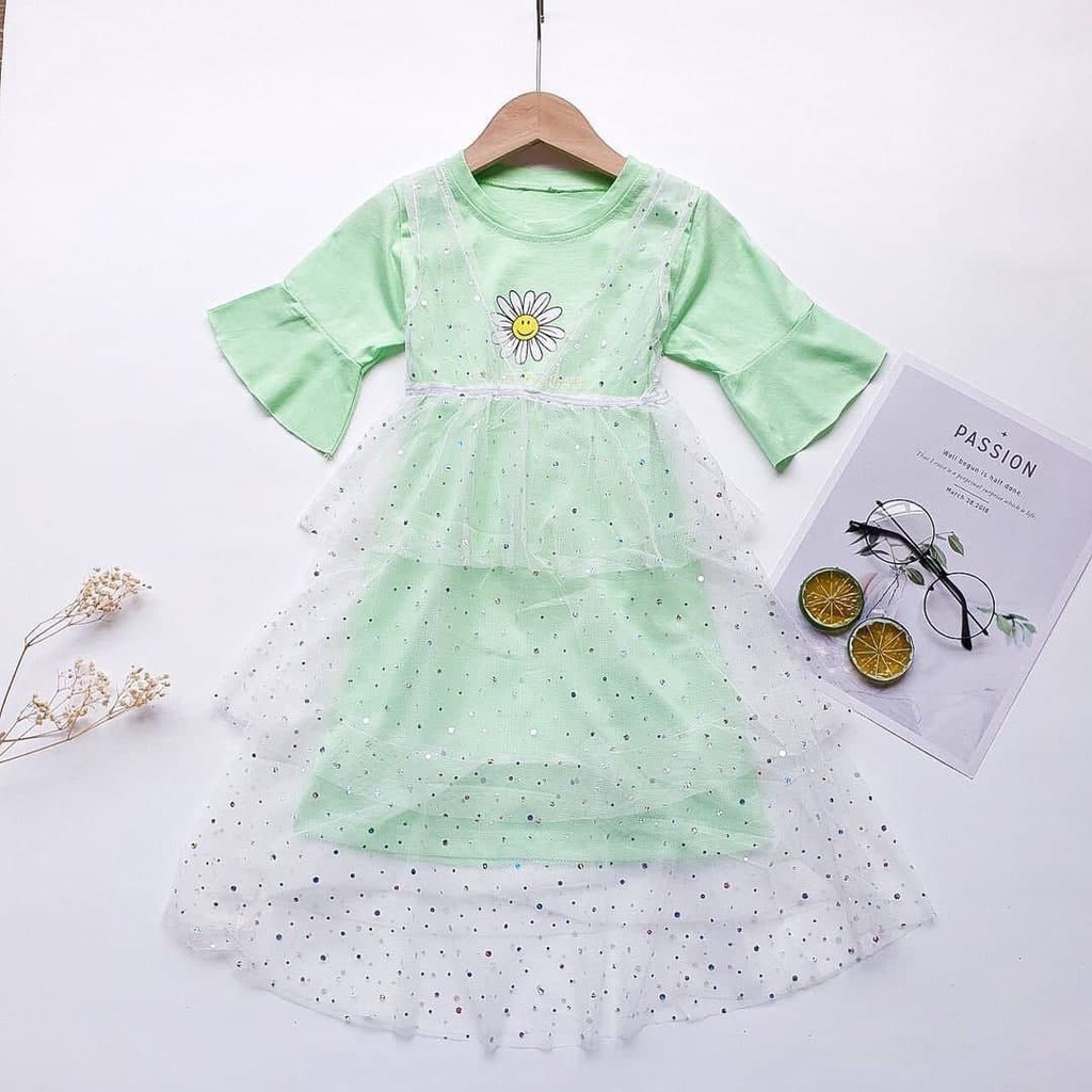 Promo !! Dress anak perempuan /  Dress tutu little sun floria import ukuran 3tahun dan 6 tahun