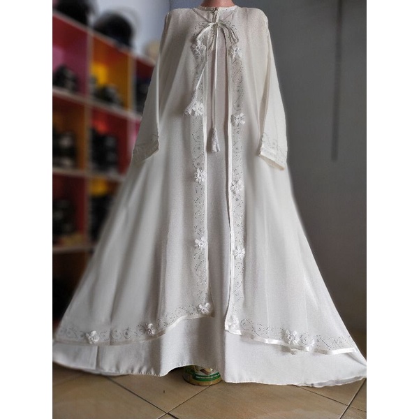 ABAYA WALIMAH AURORA PUTIH - gamis putih walimah