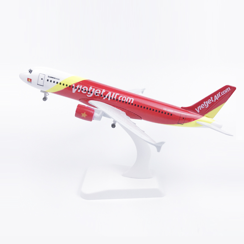 Mainan Model Pesawat Terbang Vietnam Vietjet Air A320 Airbus A320 Bahan Metal Diecast Ukuran 16CM / 20CM