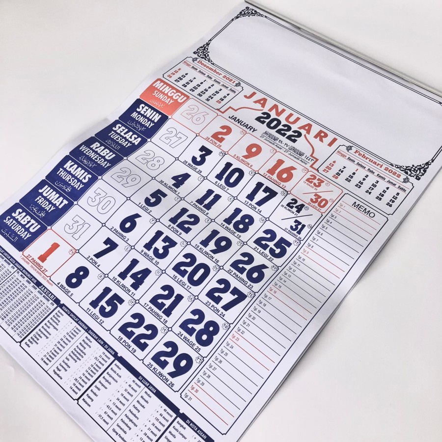 

Kalender Dinding Lengkap tahun 2022 Lengkap Jadwal Sholat Bahan HVS