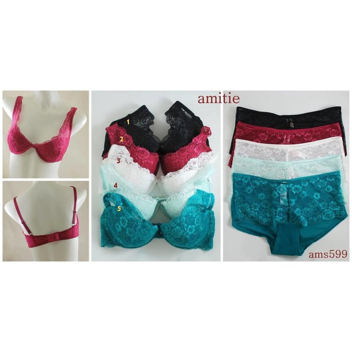 AMITIE BRASET  BAHAN LACE HALUS  HALF CUP  BERKAWAT  AMS599 Limited
