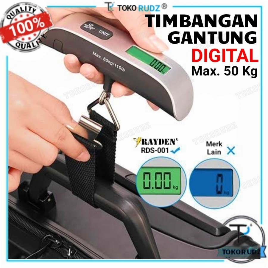 Timbangan Gantung Digital Scale Portable 50kg Backlight Barang Koper Travel Tas RDS001