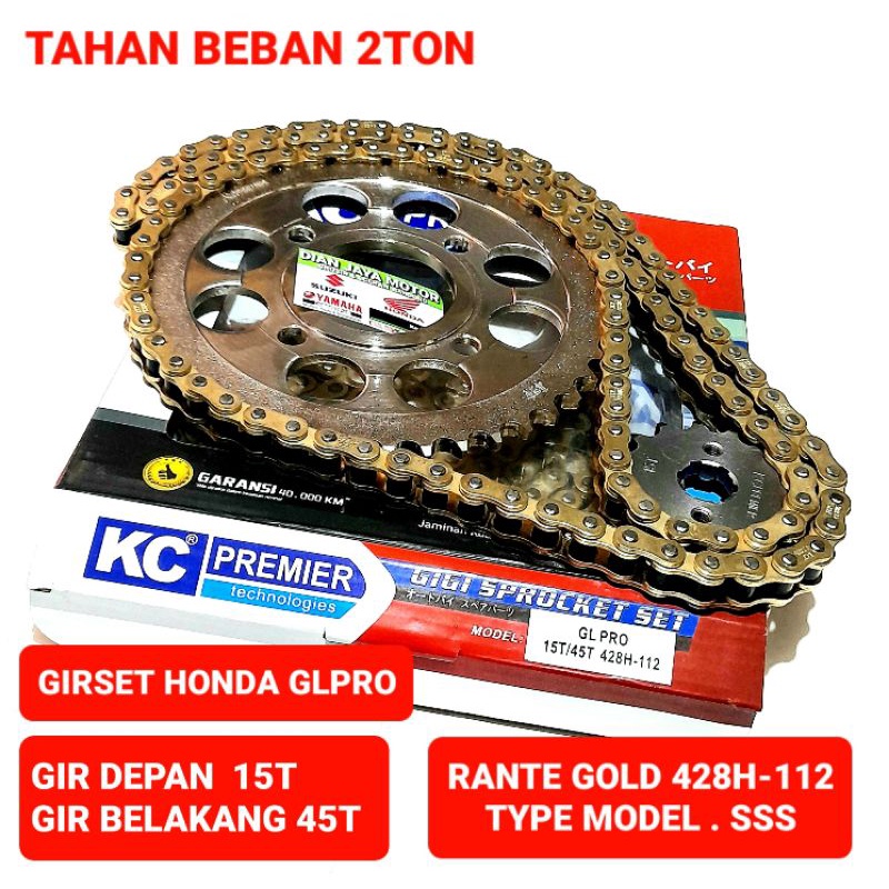 KC Premier Girset Honda GL Pro Megapro Lama Megapro Primus Megapro Hiu 15T/45T 428H-112 Gold Tebal