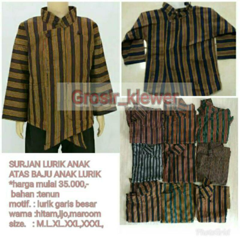 BAJU ADAT ANAK//SURJAN LURIK ANAK//SIZE TK,SD